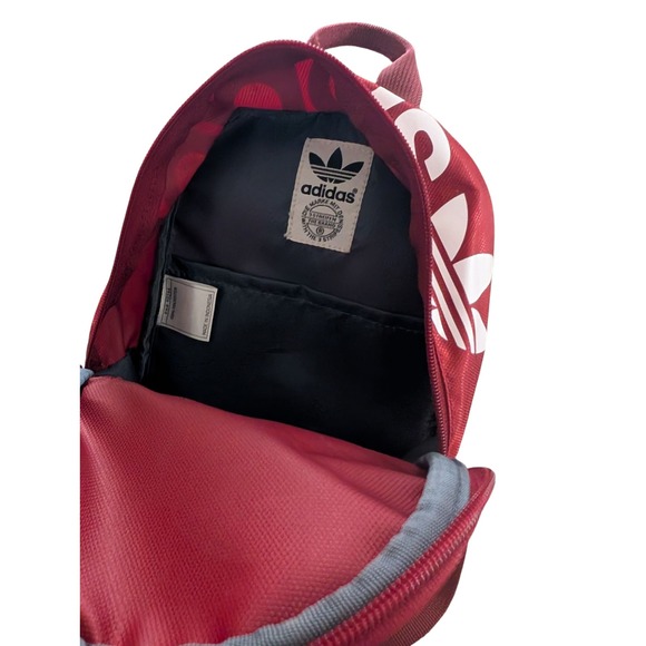Adidas Backpack Mini Burgundy Red Trefoil Logo School Travel Bag - Picture 4 of 4
